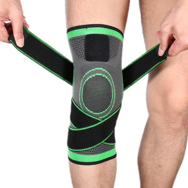 

1pc professional protective sports kneepad pressurized elastic knee brace support arthritis relief basketball running fitness, Black;gray