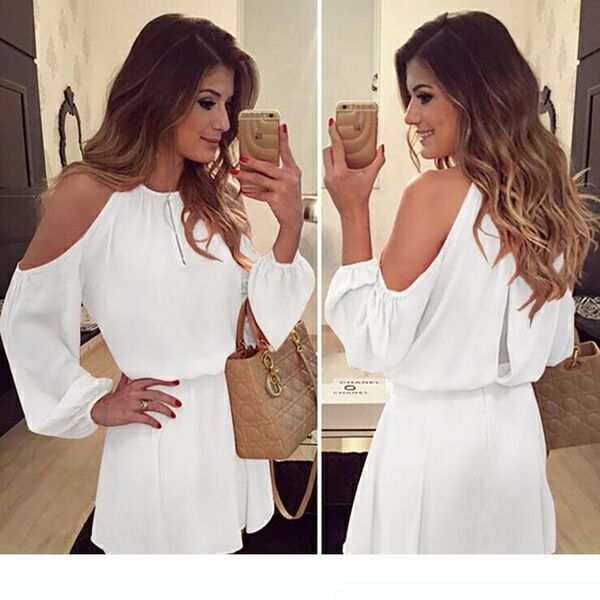 

chiffon strapless dress strap long-sleeved dress casual solid color dress, Black;gray