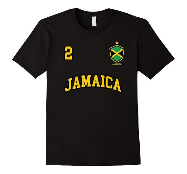 

2019 new fashion summer new design cotton tee shirt designing jamaica shirt number 2 soccers team sporter jamaican flag tee