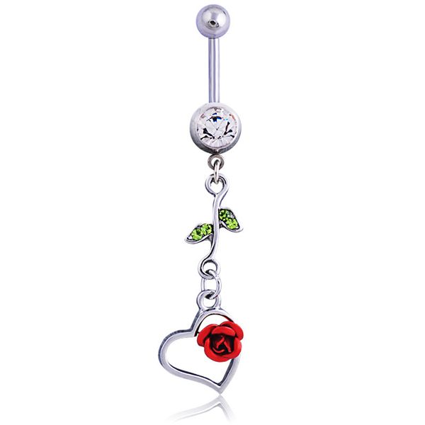 

d0737 flower belly navel button ring, Silver