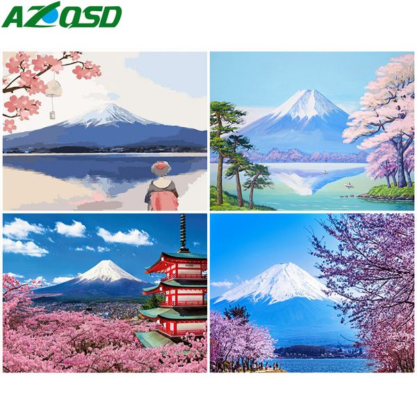 

azqsd paint by number mountain canvas painting kits handpainted gift oil painting by numbers scenery living room home decor