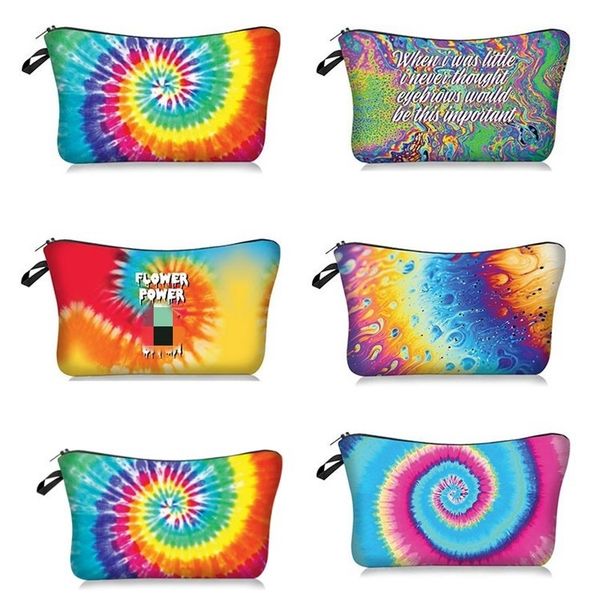

tie-dye cosmetic bag travel portable printed makeup handbag purse storage bags organizer travel pouch wash bags t2d5071