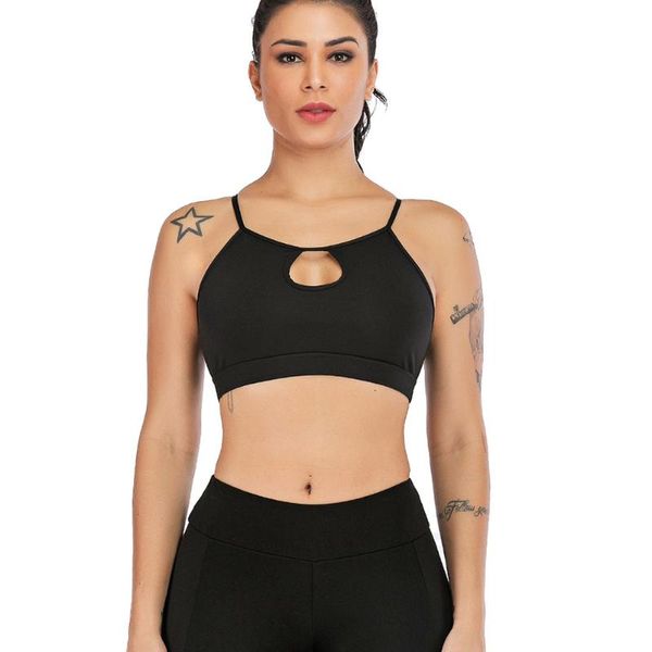

high women sports bra solid color -proof breathable strappy backless yoga vest for fitness dog88, White;black
