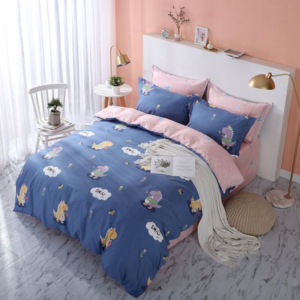 

100% cutton cartoon the flamingo dinosaur fruit series super breathe skin friendly  king size luxury comforters bedding sets ams29035