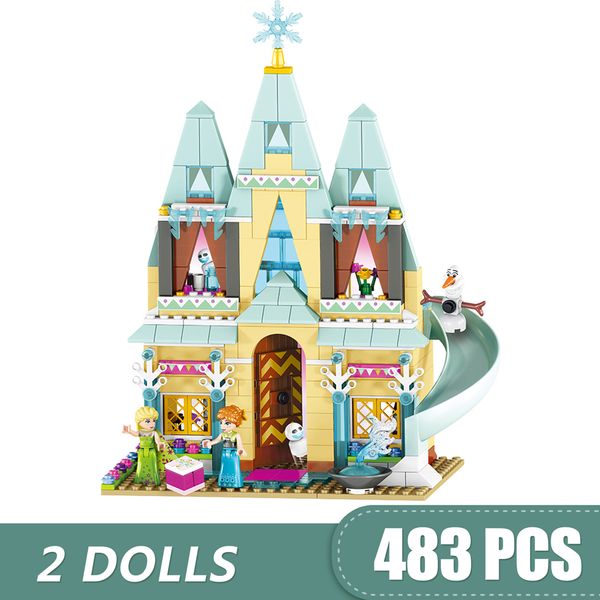 

493pcs small building blocks toys compatible with legoe arendelle castle celebration gift for girls boys children diy
