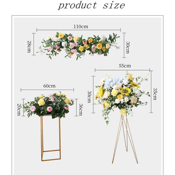 

artificial flowers wedding arch decor sunflower arrangement leaves flower row centerpiece stand party wedding home decoration