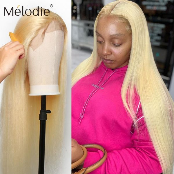 

lace wigs melodie blonde front human hair 613 brazilian virgin remy for black women 13x1 t part wig, Black;brown