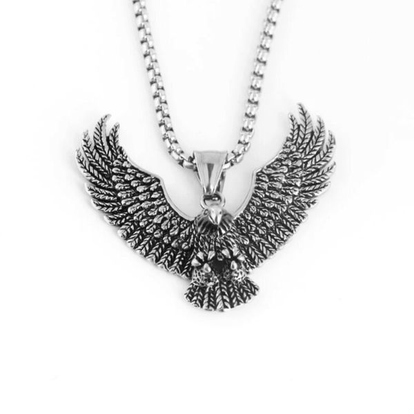 

hip-hop style male eagle necklace male titanium steel alloy pendant necklace retro fashion eagle pendant, Silver