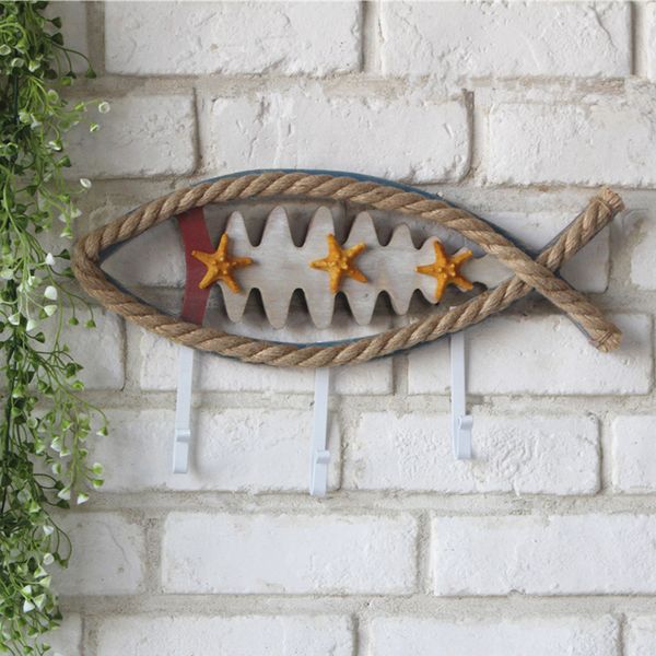 

home decoration fish shape vintage storage door hanging hook bags wall mounted