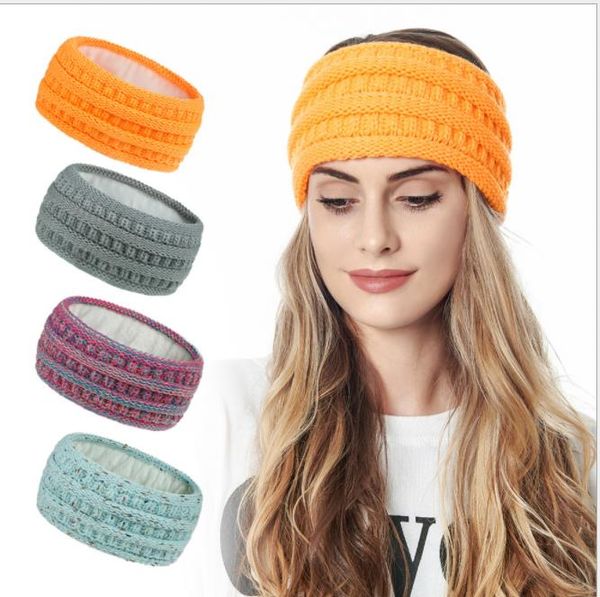 

winter warmer ear knitted headband turban crochet plus velvet hairband headwrap wide stretch girls lady headscarf headdress