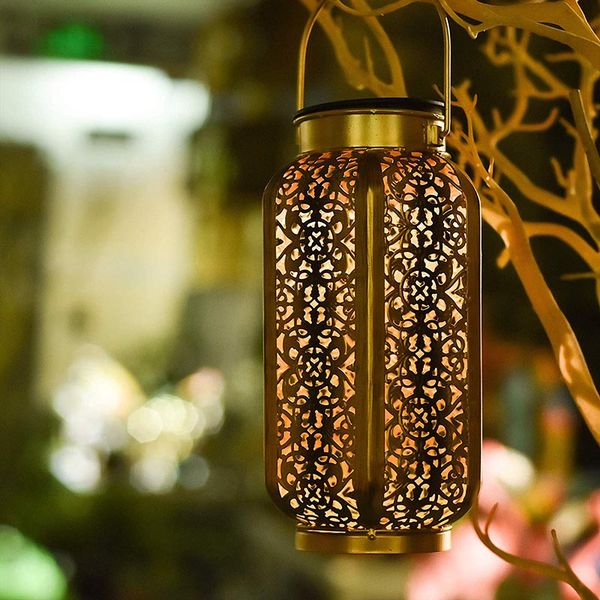

portable lanterns solar lantern hollow carved hanging bright with handle home decor --m25