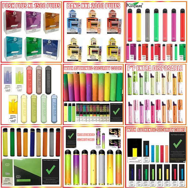 

Взрыв XXL Puff Xtra Air Max Bar Posh Plus XL EXTRA 1200 1500 1600 2000 пуфы VGOD STIG Слейте Pod Одноразовая Vape Pen