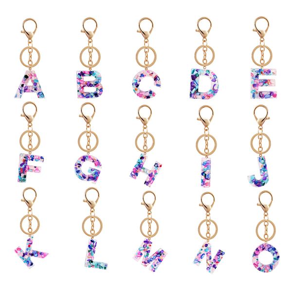 

fashion letter keychain trendy creative colorful 26 english letter initial resin handbag keyring accessories for women, Silver