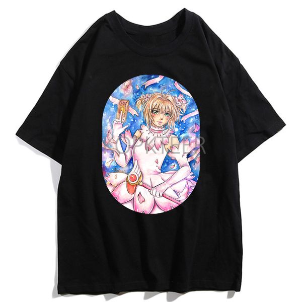 

аниме cardcaptor sakura cerberus футболки мужчины женщины magical девушки sakura ulzzang kawaii graphic с коротким рукавом женщины топы тис