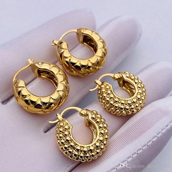 

rhombus chunky thick gold hoop earrings for women stripe dot geometry hoop earrings fashion chick 2020, Golden;silver