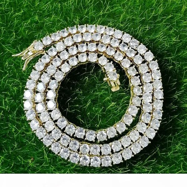 

16 18 20 22 24 inches 4mm iced out chains necklaces fow men women luxury designer bling diamond necklace gold silver tennis chain jewlery