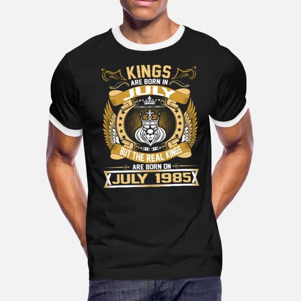 

the real kings are born on july 1985 t shirt men design short sleeve crew neck unique loose comfortable summer novelty shirt