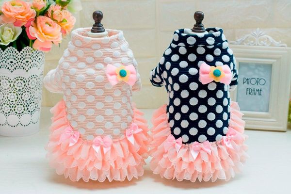 

new thick lovely dot pet dogs winter dress coat ng by cpam small puppy clothing