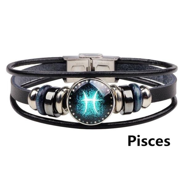 

fashion unique twelve constellations bracelet comfortable 3 layers leather beautifully wristband men gift popular accessories, Golden;silver