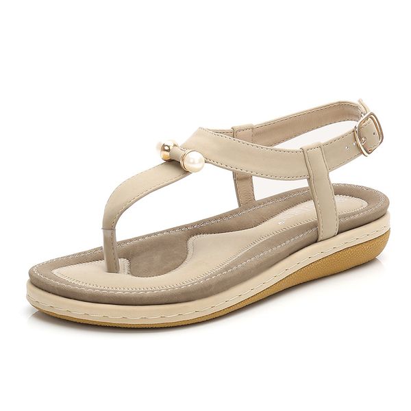 

2020 summer women's shoes sandals fashion pearl embellished suede comfortable inner bohemian sandals, Black