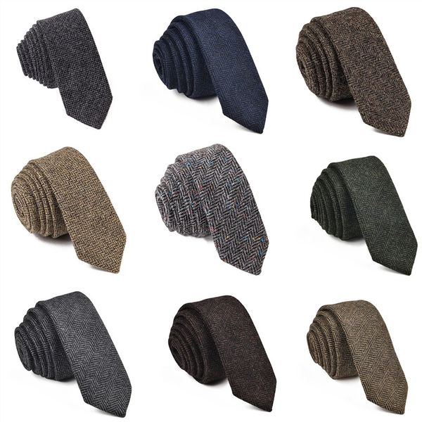 

voboom tie for men wool blend herringbone necktie 8cm wedding party 06, Black;gray