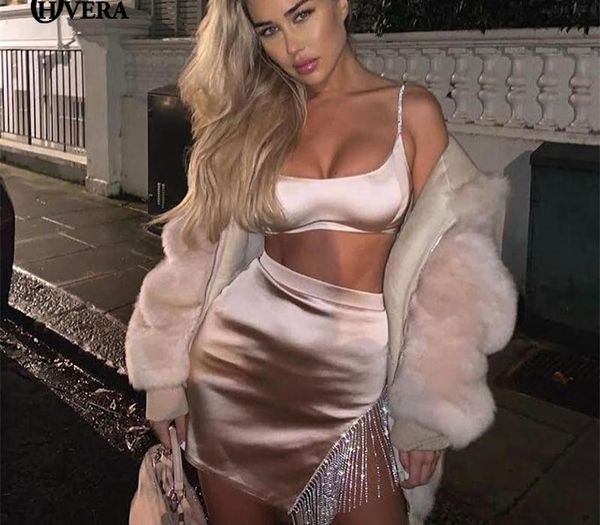 

ohvera diamond two pieces set spaghetti strap crop and mini skirts 2 piece set women 2019 summer outfit t200528, Gray