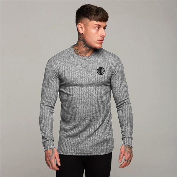 

machinefitness slim fit long sleeve sweaters mens spring fashion knitted shirt men casual o-neck pullovers men brand clothing, White;black