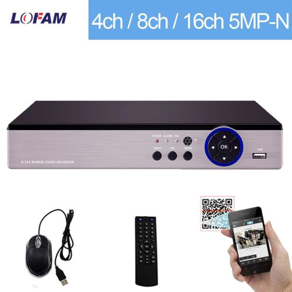 

lofam 5mp dvr nvr 8ch 16ch 4ch security dvr for cctv ahd analog ip camera xmeye hdmi 1080p 5mp-n video surveillance recorder, Black;white