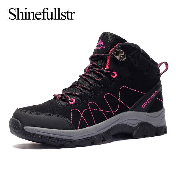 

outdoor hiking boots women trekking shoes woman climbing camping mountain botas senderismo plush fur treking hike professional