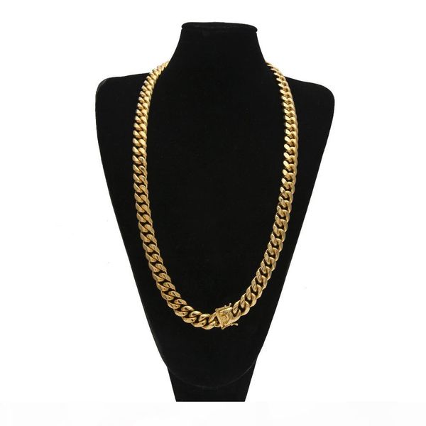 

men cuban miami chain hip hop 316l stainless steel chains clasp buckle necklaces jewelry 30inch gold silver color 8mm 10mm 12mm 14mm width