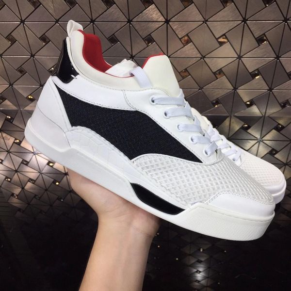 

luxury fashion designer red bottom aurelien sneakers men party wedding casual skateboard walking mesh breathable fashion outdoor sports, Black