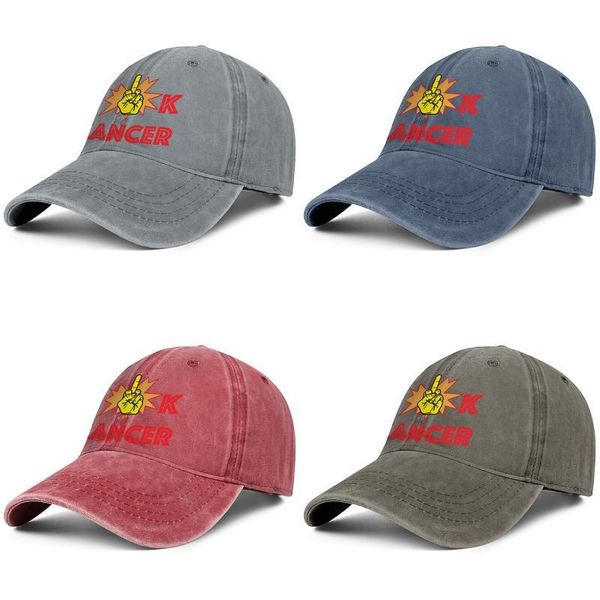 

men women cancer cartoon middle finger fashion denim baseball cap cool washed dad hat adjustable vintage ball pink ribbon, Blue;gray