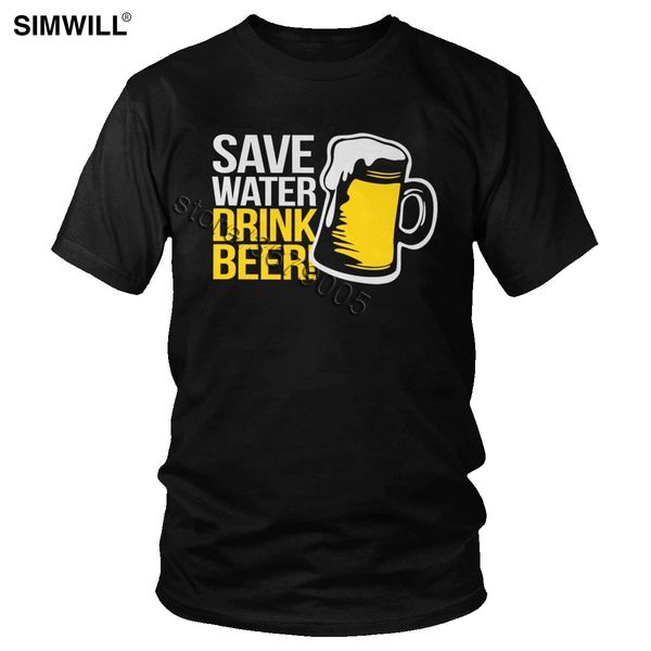 

men's save water drink beer tshirt crazy short sleeve pure cotton summer tee o-neck novelty street wear t-shirt merchandise