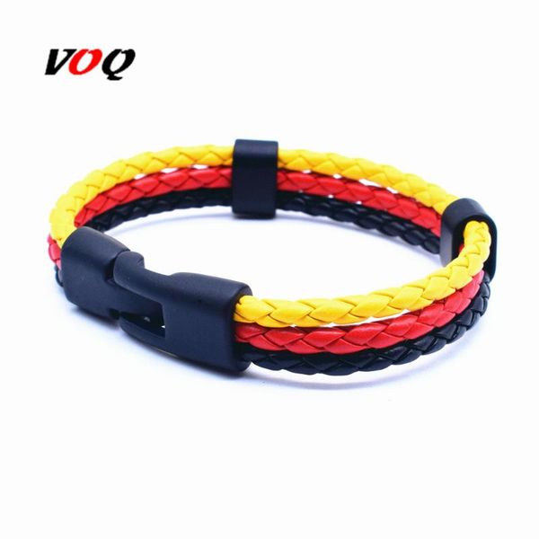 

new arrival national flag bracelet men women rope handmade braided leather bracelet black buckle wristband jewelry armband heren, Red;blue