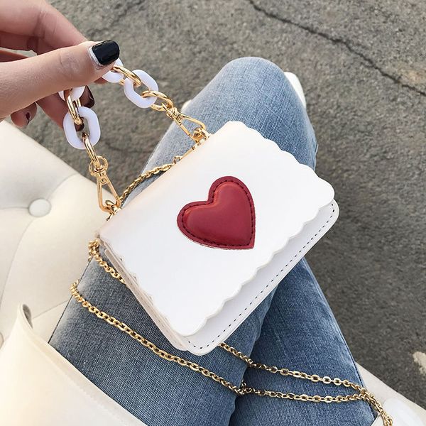 

super mini women's shoulder messenger bags love heart ladies chain small handbags fashion leather female evening clutch purse
