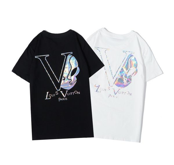 

2020 new designer short-sleeved shirts men's street t-shirts letters reflective sequins trendy men women t-shirts fashion clothing t-sh, White;black