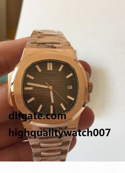 

luxury top quality sport nautilus 5711 1р-001 5711 1a часы автоматические часы розовое золото коричневый циферблат 316l ss браслет спорт биз, Slivery;brown