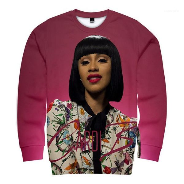 

одежда женская толстовки cardi b печать пуловер мода шею длинным рукавом singer толстовки рэпер женский, Black