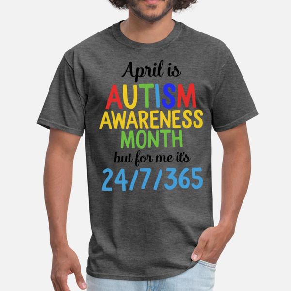 

april is national autism awareness 24 7 365 month t shirt men printed cotton s-3xl basic solid anti-wrinkle breathable spring autumn