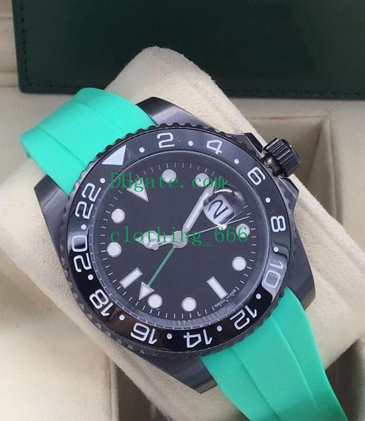

мужской наручные часы 40мм резиновый ремень 116710 116713 116719 blro gmt керамический ободок asia 2813 автоматические механические часы, Slivery;brown