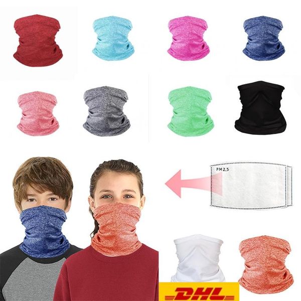 

US STOCK Kids Cycling Masks with PM2.5 Filter Solid Color Magic Scarf Bandana Motorcycle Scarves Outdoor Headscarf Neck Face Mask FY7146