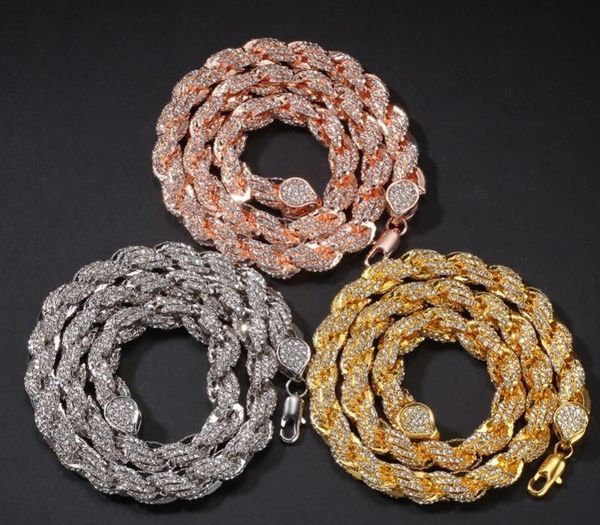 

mens hip hop gold color iced out crystal 9mm rope chain gold silver color 16inch to 24inch necklace selling the hip hop88