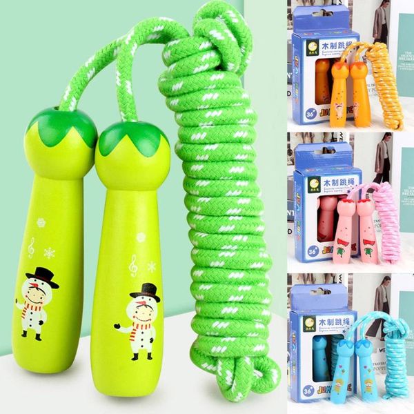 

jumping ropes children's wooden handle fitness exercise cute cartoon non-slip handle skipping rope training fitness equipment
