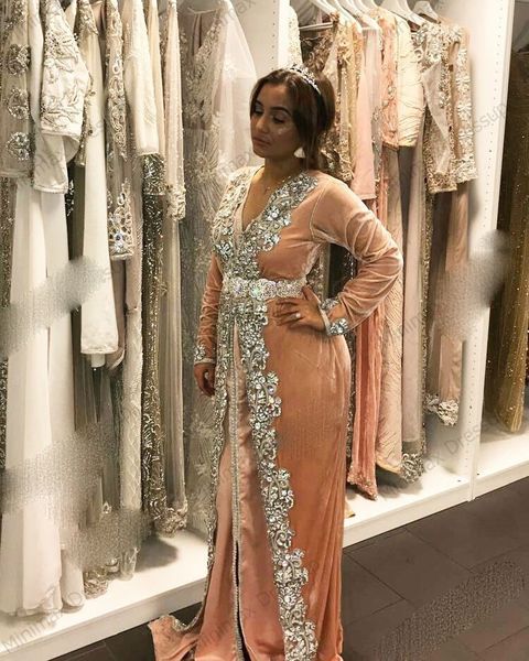 

orange moroccan kaftan evening dress long sleeve beading muslim arabic dubai special occasion dress prom gowns, Black;red