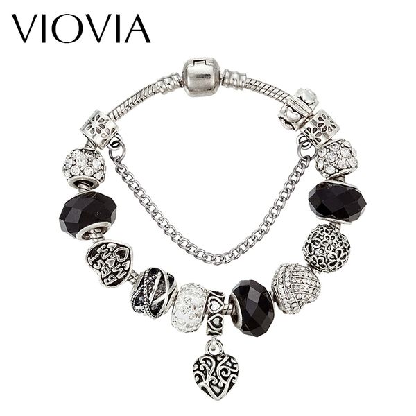 

viovia brand women bracelet unique black crystal charm bracelet for women diy beads bracelets & bangles jewelry gift b16124, Red;blue