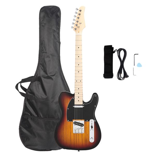 

three-way glarry gtl switch guitar maple fingerboard electric guitar bag strap plectrum connecting wire spanner tool sunset