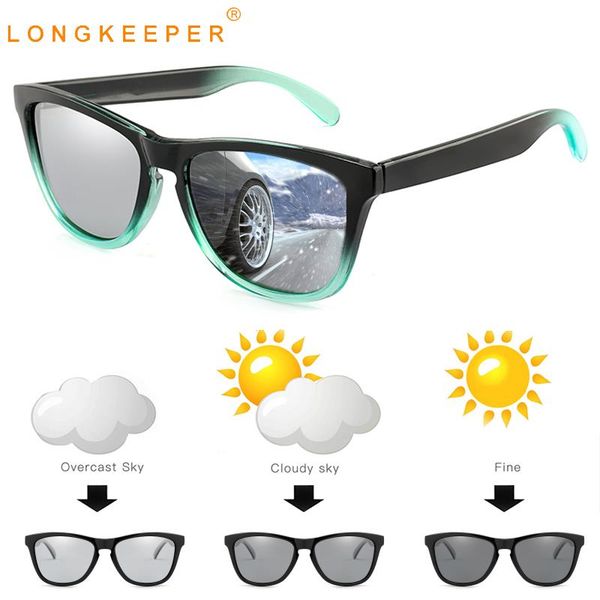 

longkeeper 2020 polarized pchromic sunglasses men women chameleon sun glasses fashion square driving goggles uv400 oculos, White;black