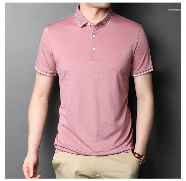 

sleeve tshirts trendy males casual tshirts mens business polos solid color lapel neck mens short, White;black