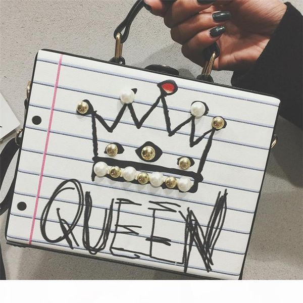 

new arrival fashion letter diamonds pearl rivet box shape casual female handbag party purse ladies crossbody messenger bags sac