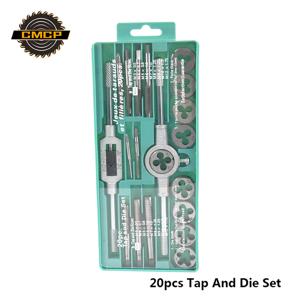 

hand tools 20pcs tap and die set thread tap and dies adjustable wrench 1/8-1/2 3mm-12mm screw